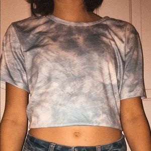 Cute Blue Tye-Dye Summer Crop Tee